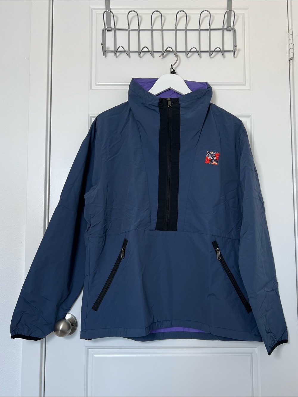 HUF // NWT Men's Retro 80s 90s Reversible Zip Up Pullover Marina Windbreaker